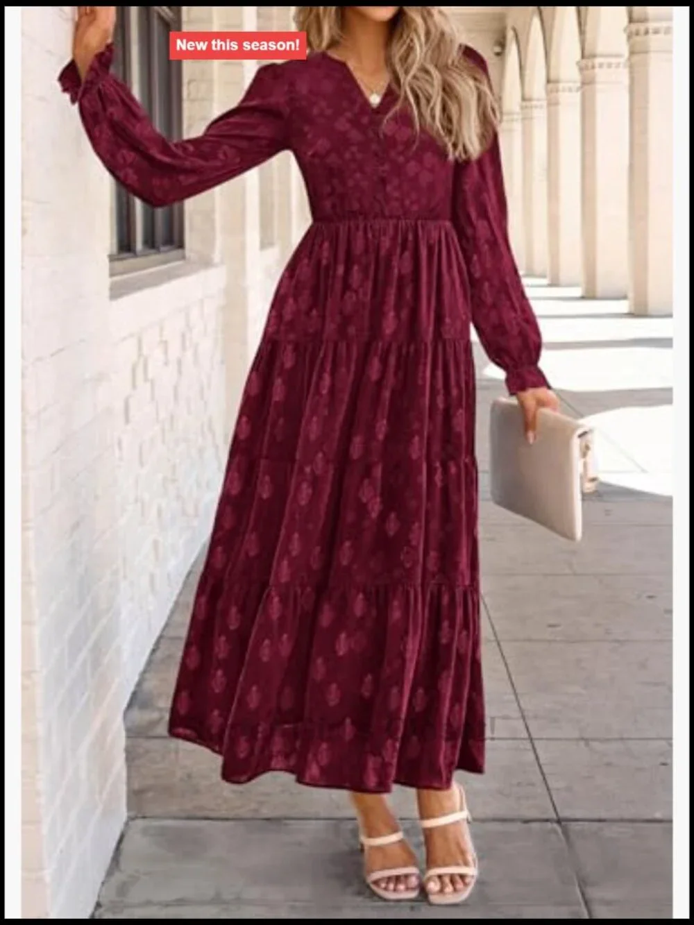 Elegant Floral Maxi Dress with Ruffle Tiered Hem and Pockets
